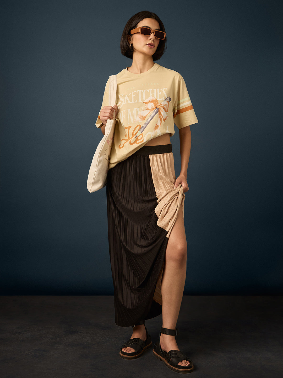 Womens Short Sleeve Printed Oversized Fit Tshirt 