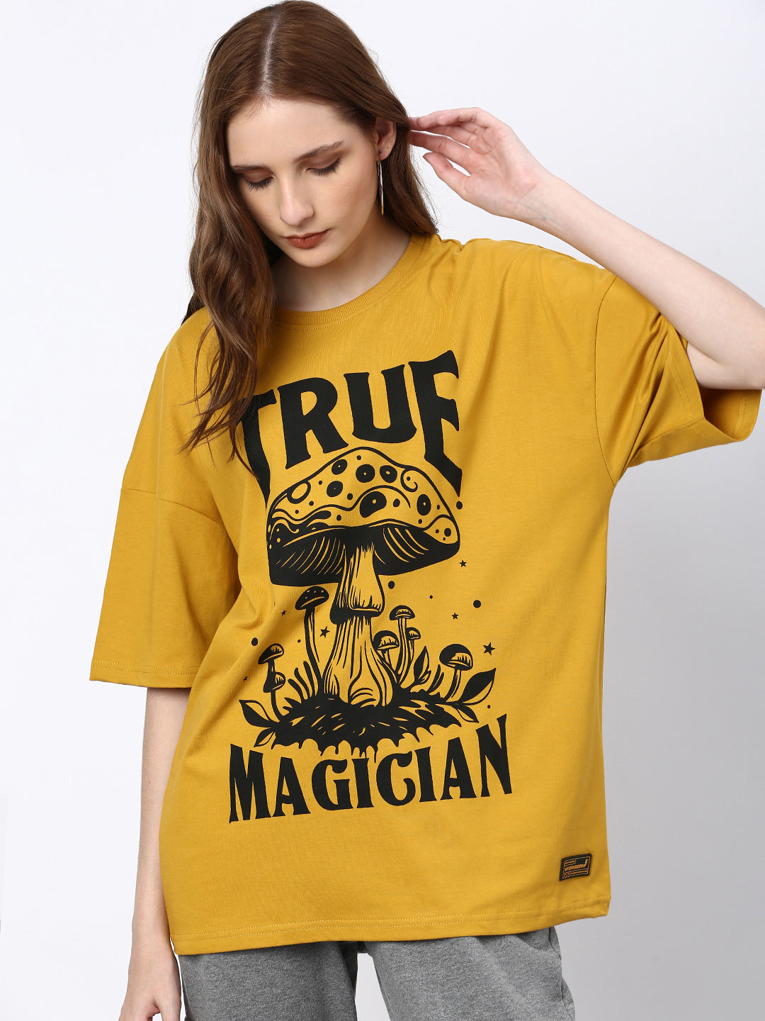 Womens Half Sleeve Drop Shoulder Printed Oversized Fit T-Shirts