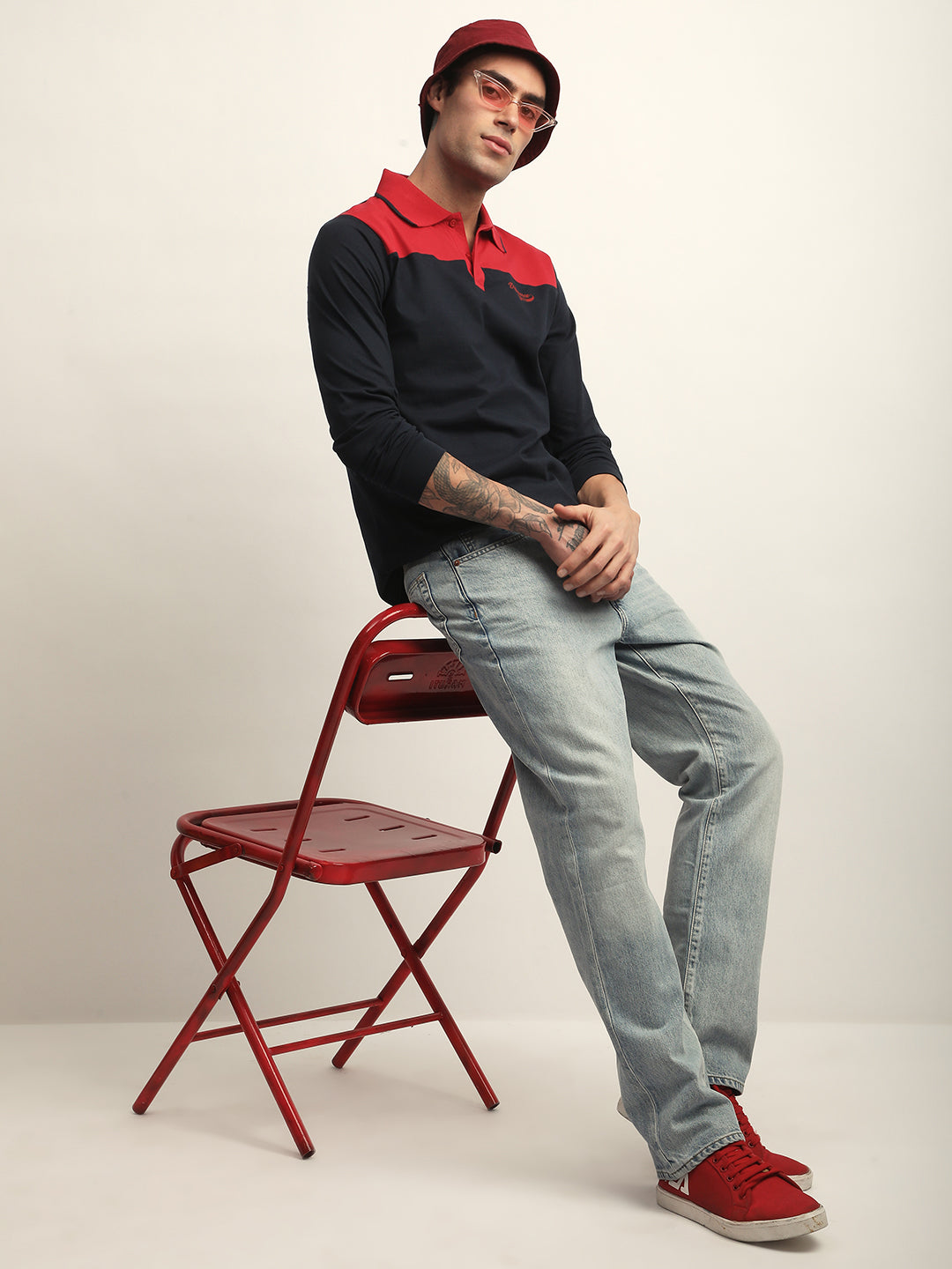 Mens Full Sleeve Polo Neck Printed Regular Fit Tshirts