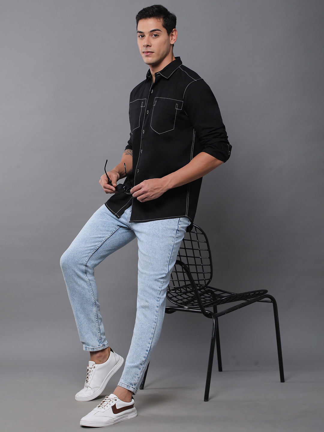 Men Plain Full Sleeve Casual Shirt With Pocket