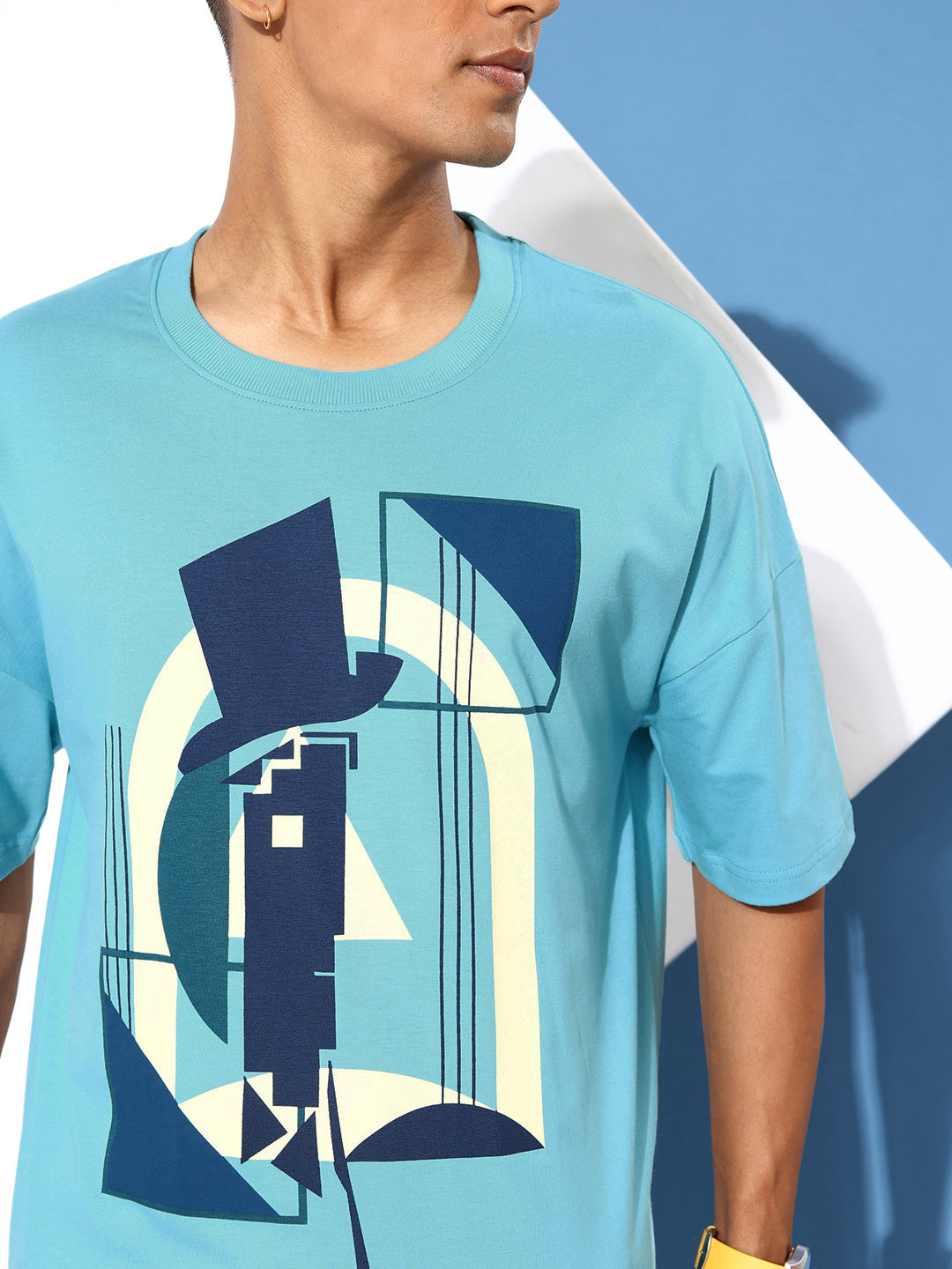 Mens Half Sleeve Drop Shoulder Printed Oversized Fit T-Shirts
