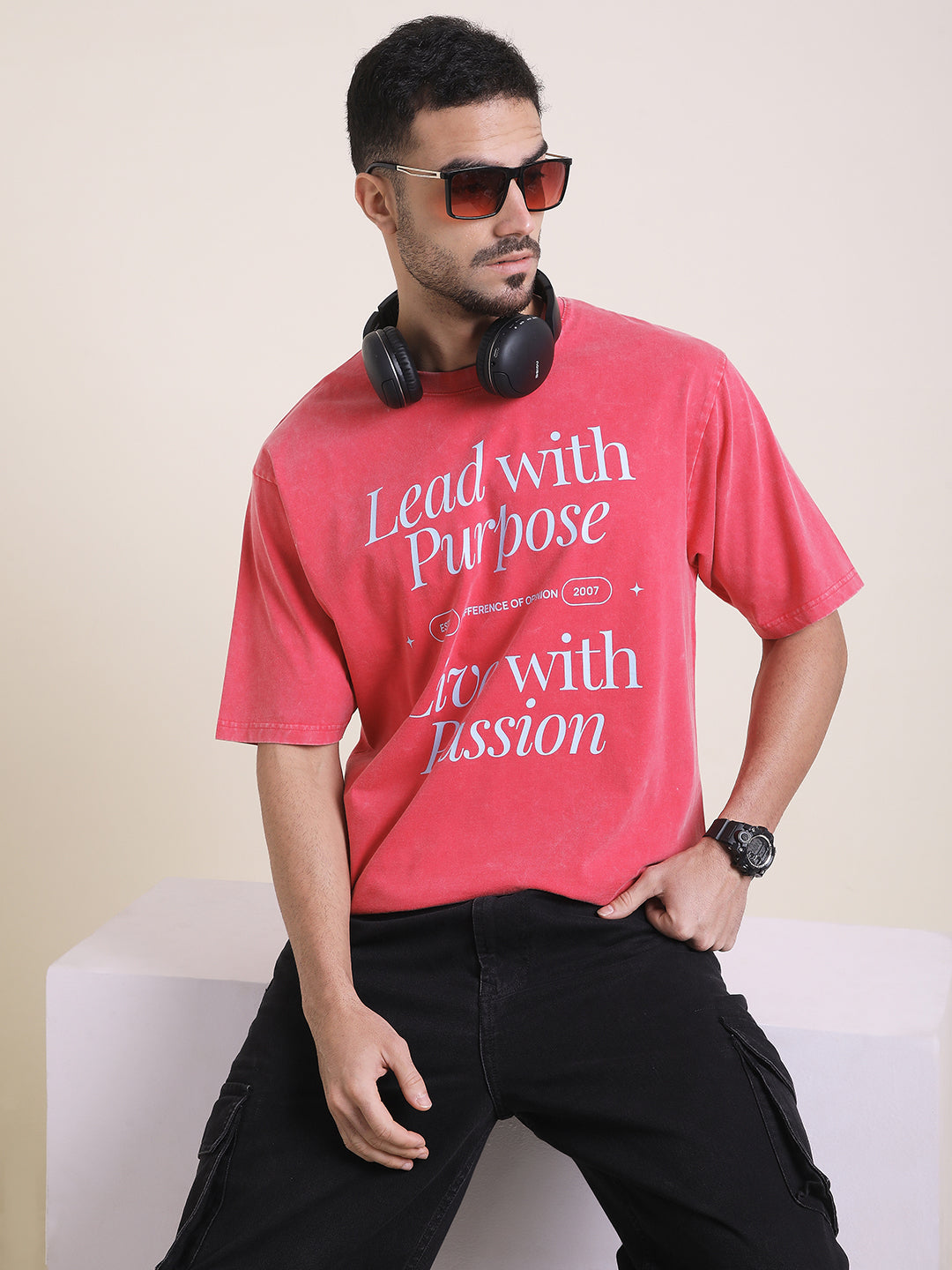 Mens Half Sleeve Round Neck Printed Oversized Fit Tshirts