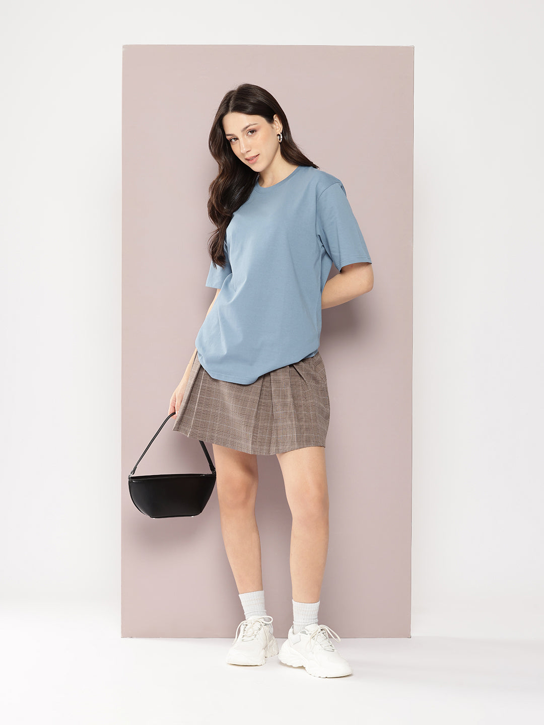Womens Half Sleeve Round Neck Solid Oversized Fit Tshirts