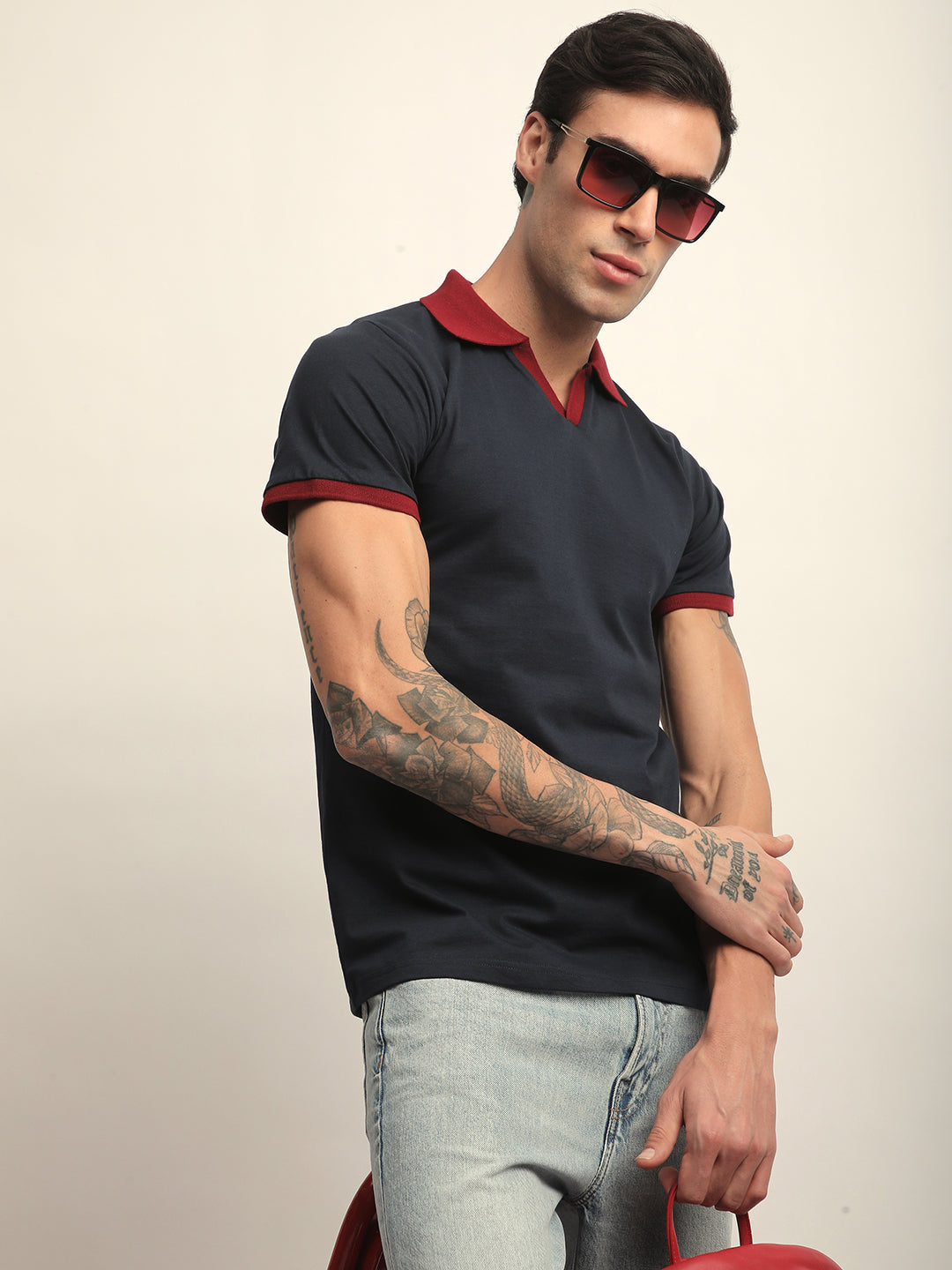 Mens Half Sleeve Polo Neck Solid Regular Fit Tshirts