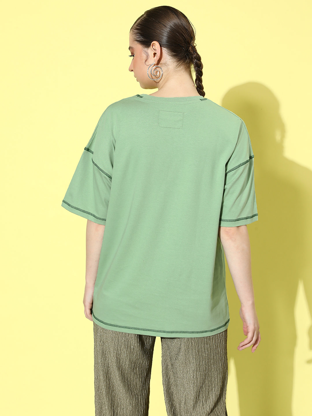 Womens Half Sleeve Drop Shoulder Plain Oversized Fit T-Shirts