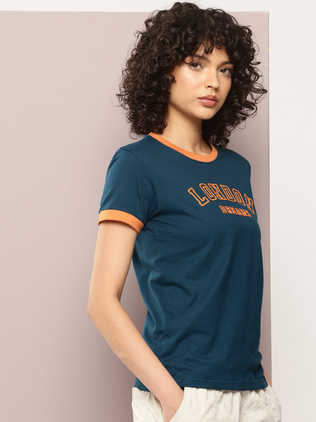Womens Half Sleeve Round Neck Printed Regular Fit Tshirts
