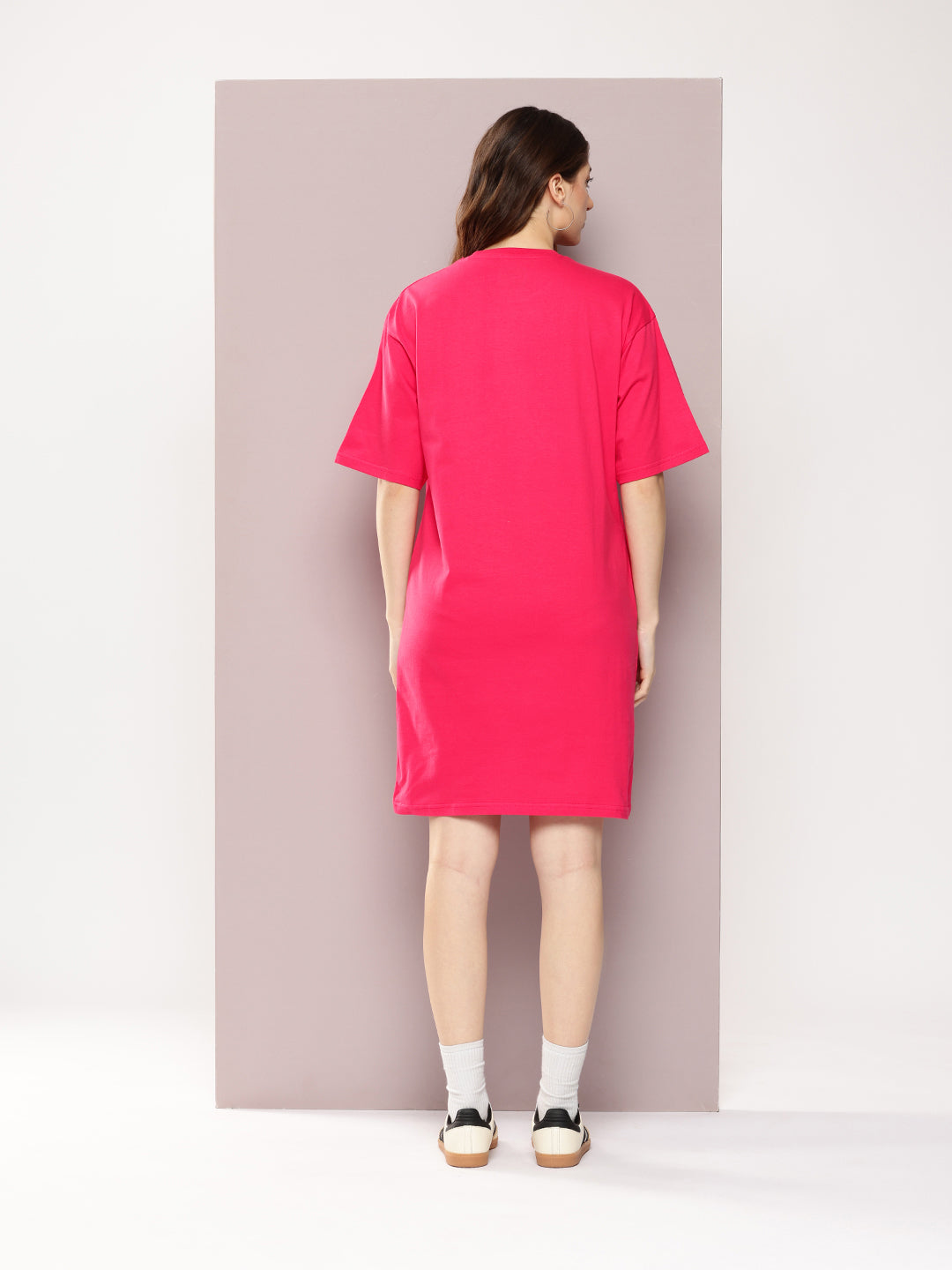 Womens Oversized Short Sleeves Printed Tshirt Dress