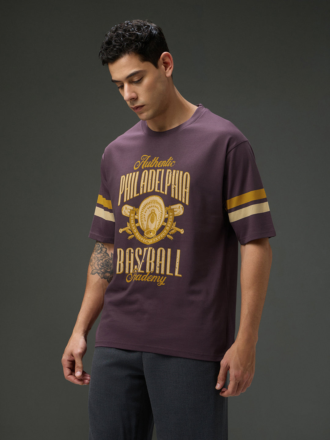 Mens Round Neck Half Sleeve Printed Oversized Fit Tshirt
