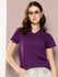 Womens Short Sleeve Solid V-Neck Regular Fit Tshirt
