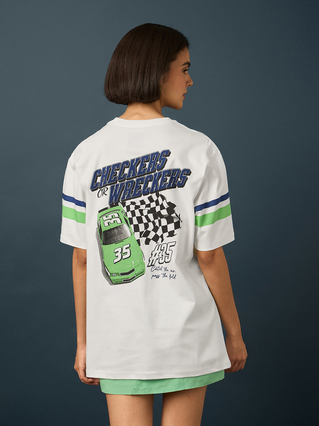 Womens Short Sleeve Printed Oversized Fit Tshirt 