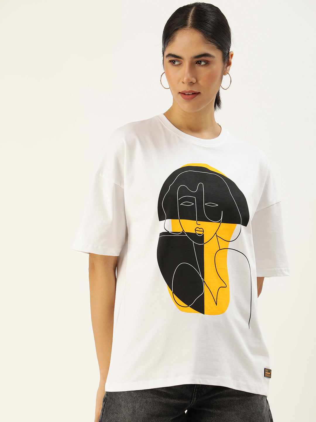 Womens Half Sleeve Drop Shoulder Printed Oversized Fit T-Shirts