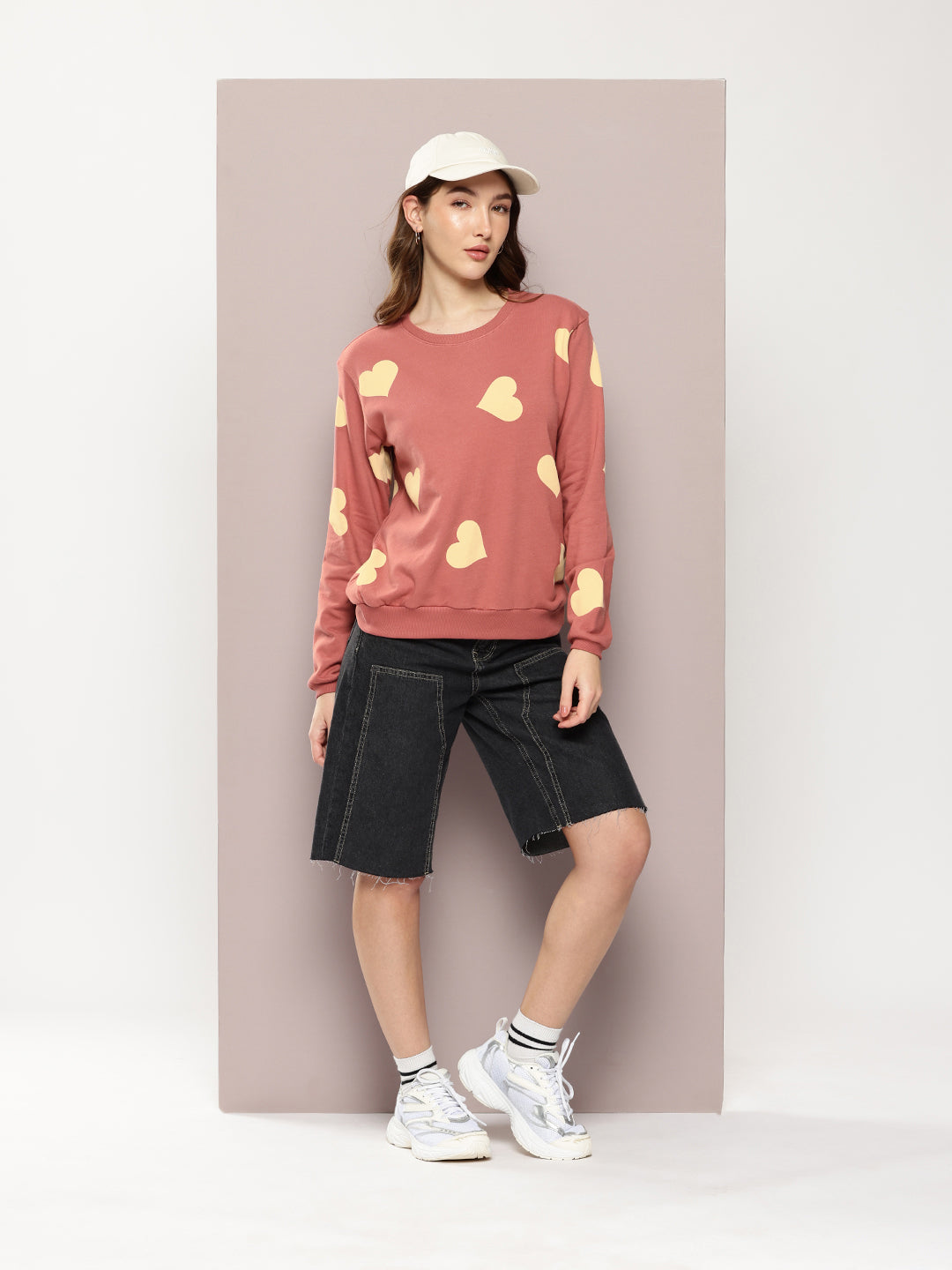 Womens Full Sleeve Round Neck Printed Relaxed Fit Tshirts