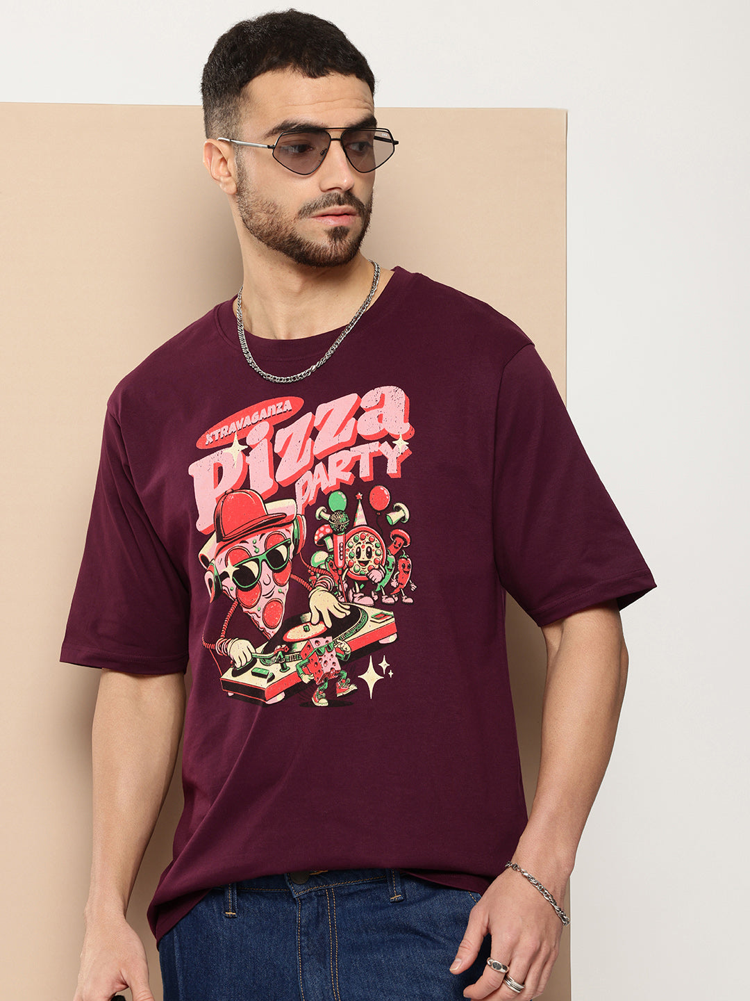 Mens Half Sleeve Round Neck Printed Oversized Fit Tshirts