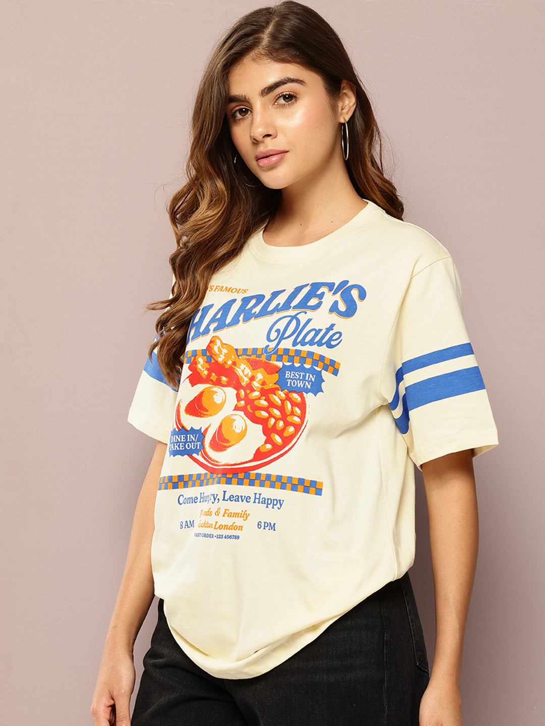 Womens Short Sleeve Printed Oversized Fit Tshirt
