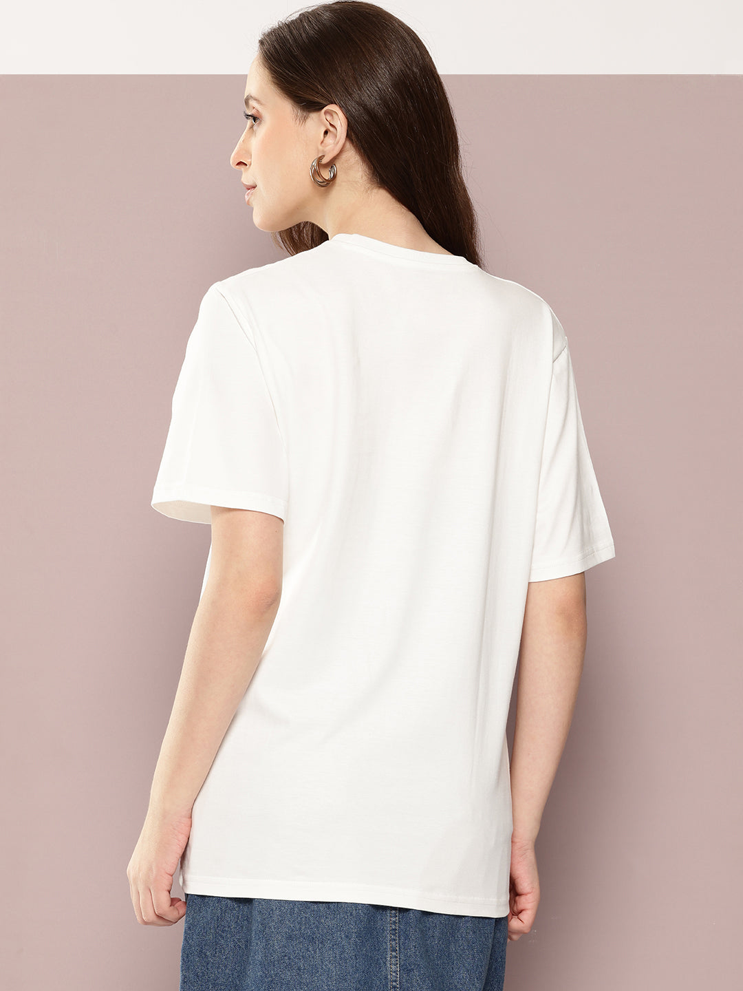 Womens Half Sleeve Round Neck Printed Oversized Fit Tshirts