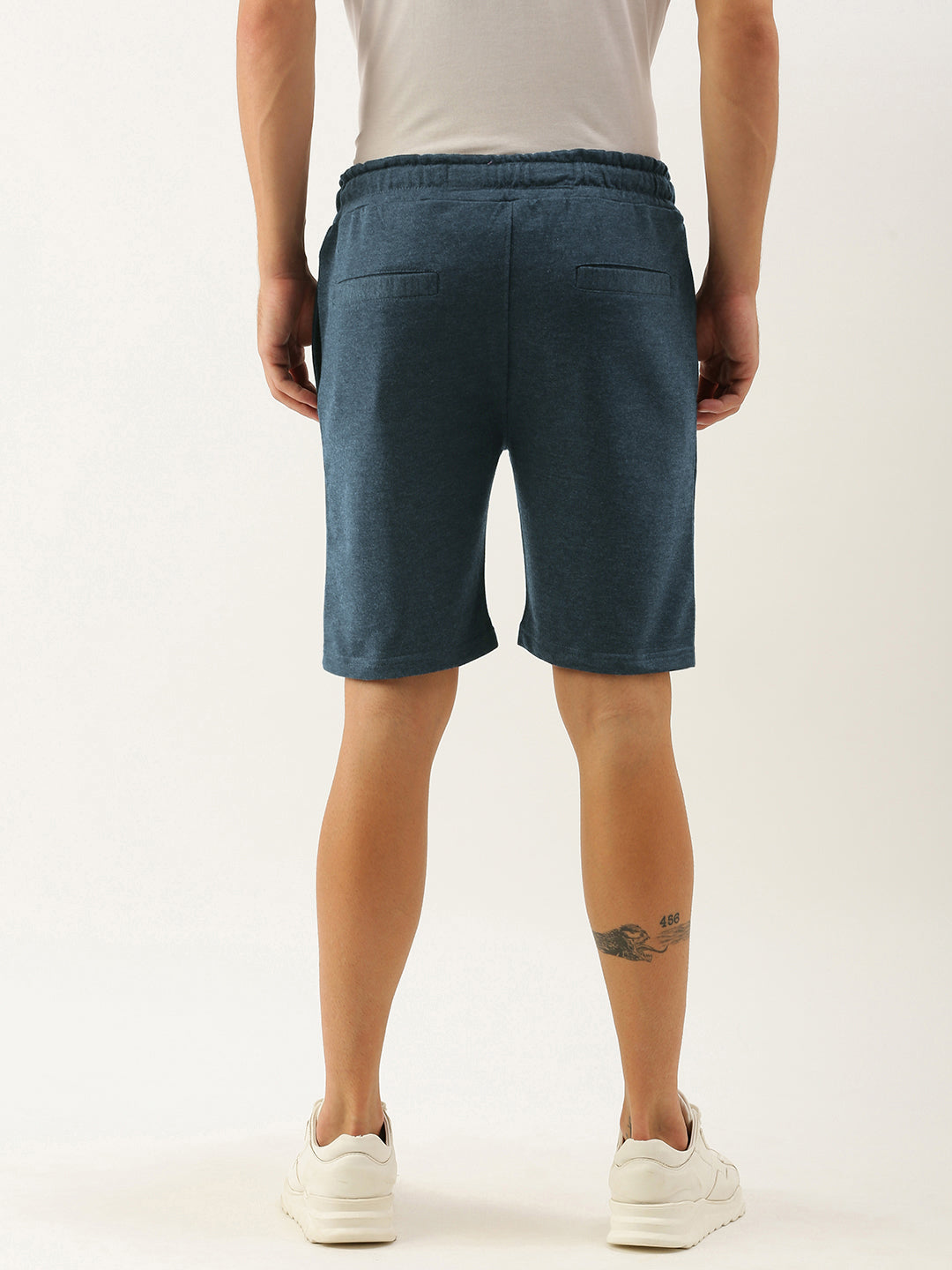 Men Blue Brand Logo Printed Mid-Rise Regular Shorts