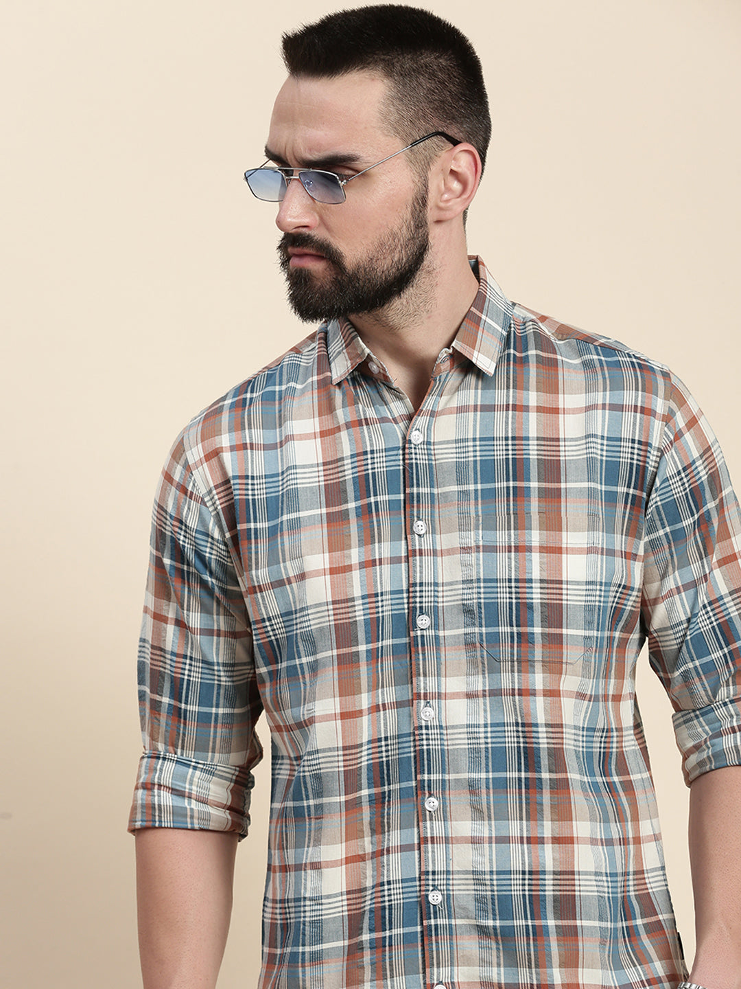 Men Checked Full Sleeve Shirt With Pocket