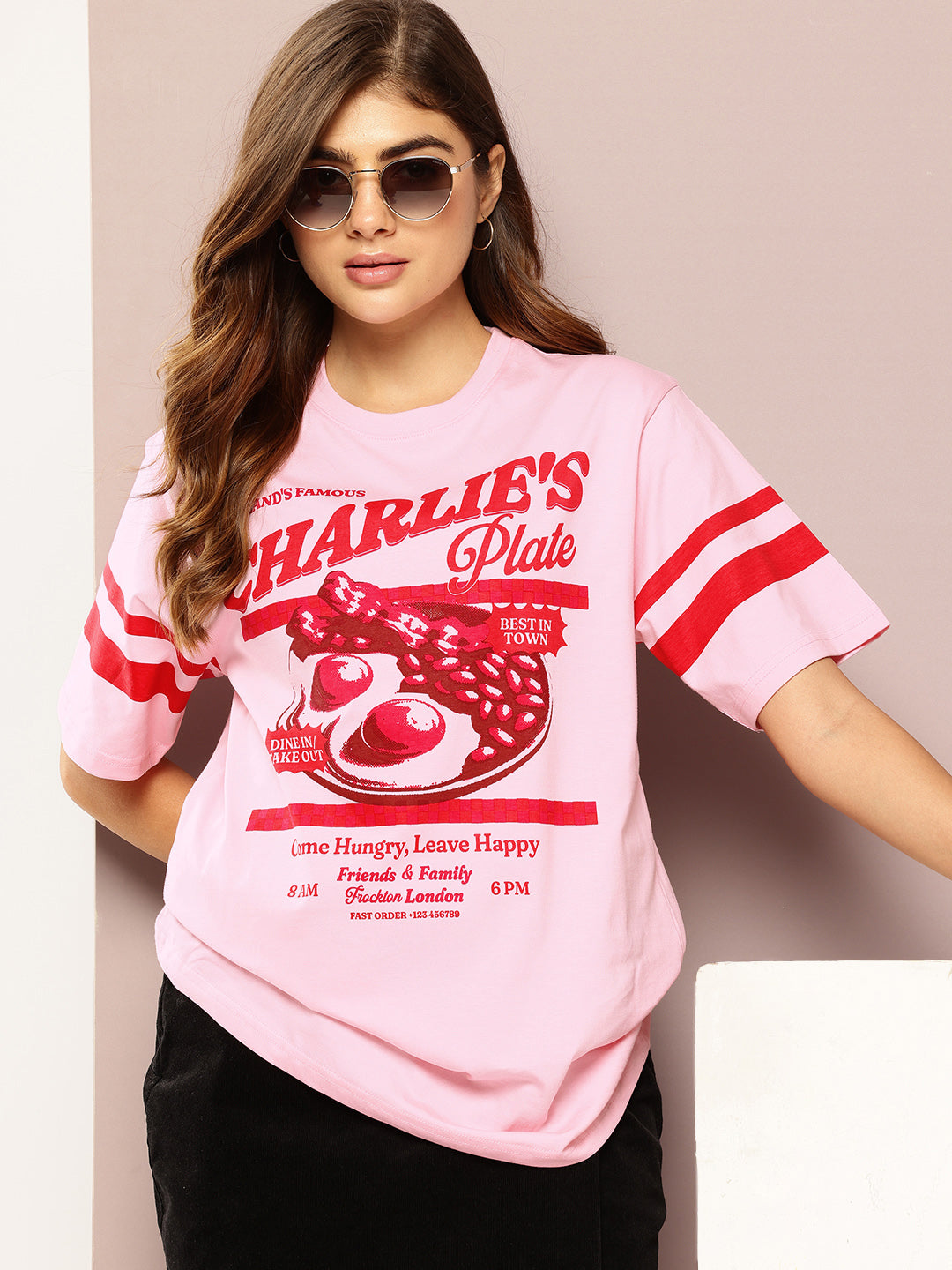 Womens Short Sleeve Printed Oversized Fit Tshirt