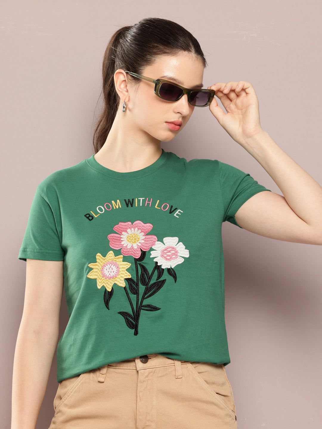 Womens Half Sleeve Round Neck Printed Regular Fit Tshirts