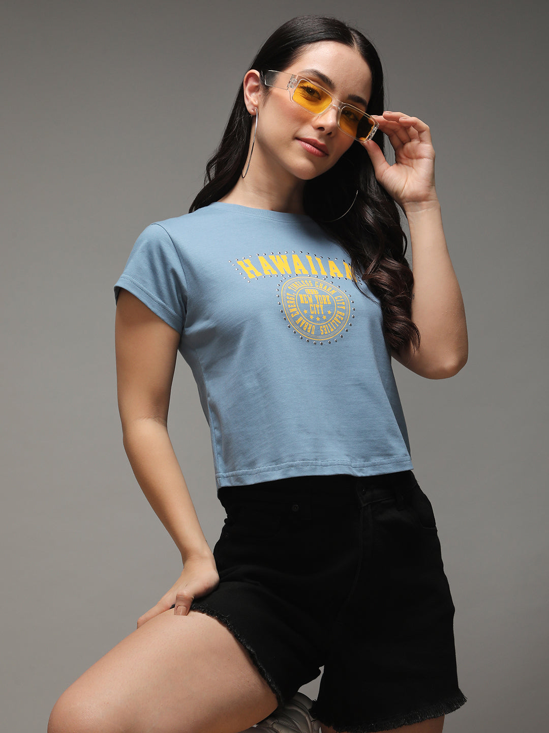 Womens Half Sleeve Round Neck Printed Regular Fit Tshirts