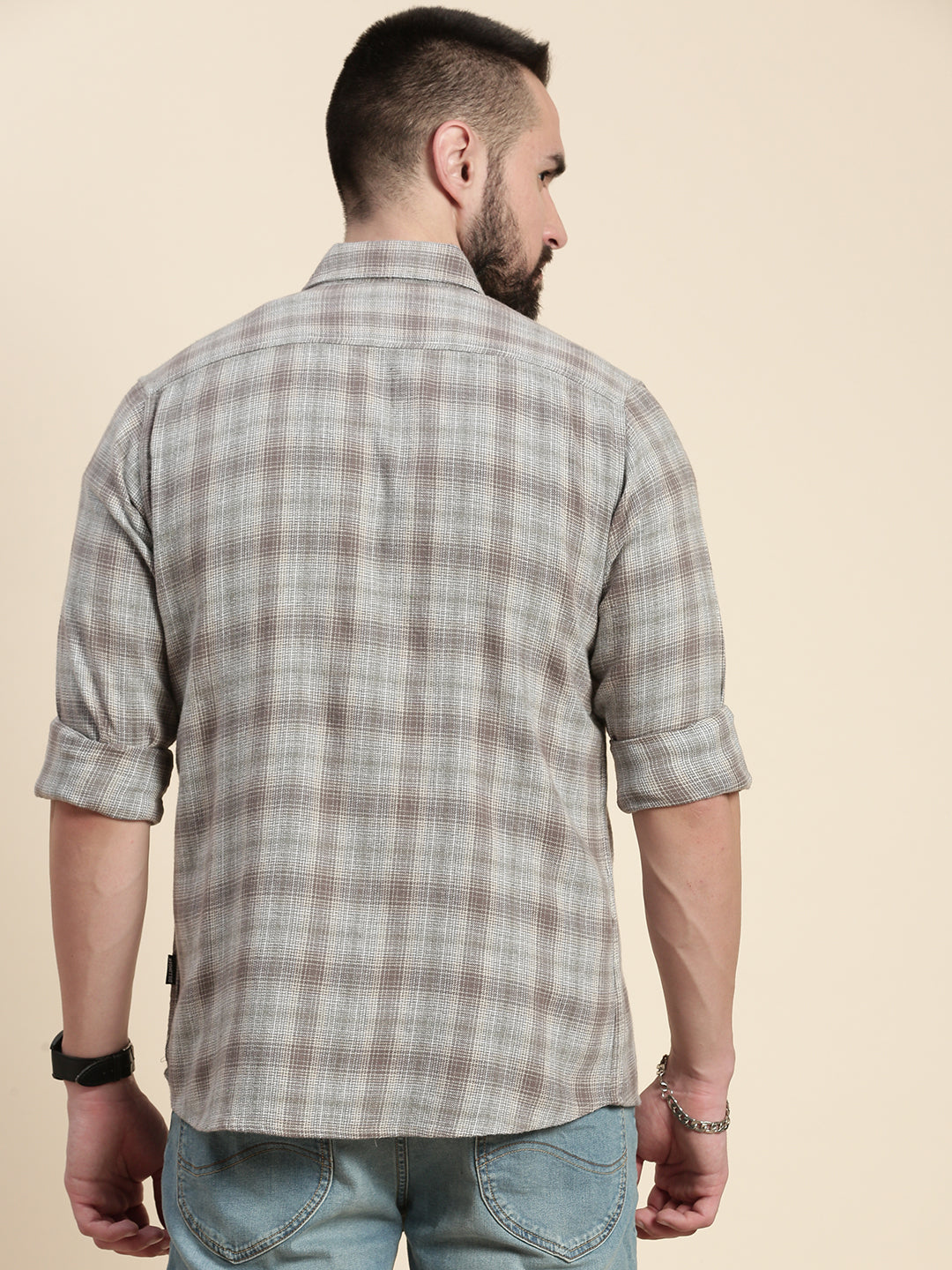 Men Checked Full Sleeve Shirt With Pocket