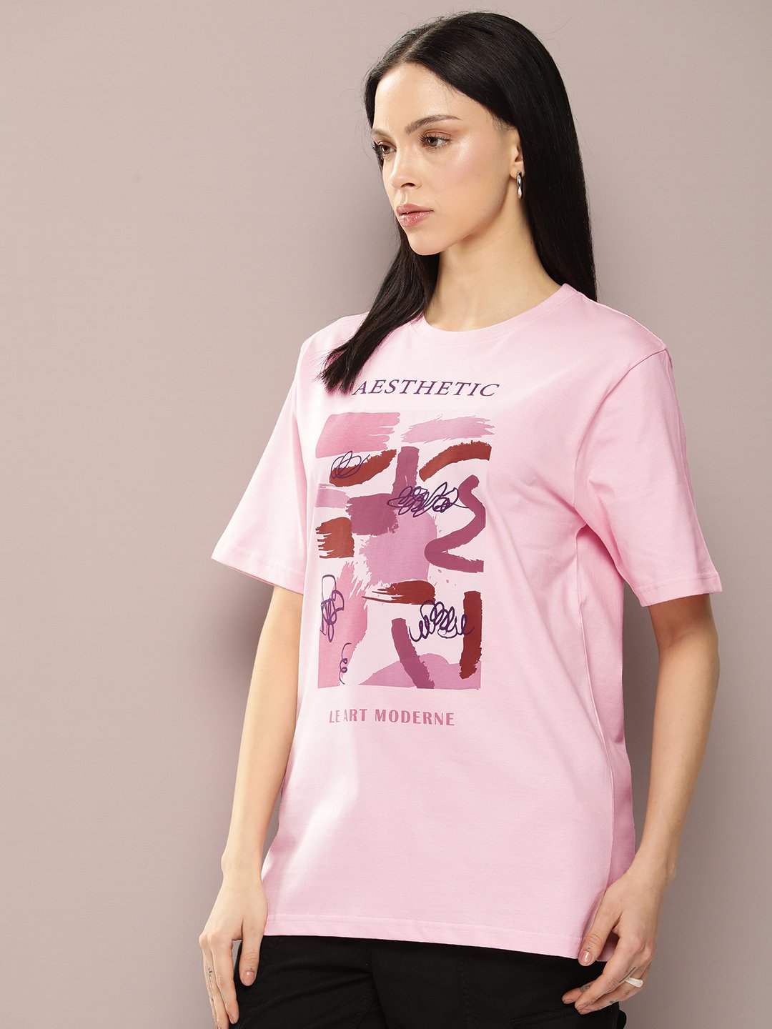 Womens Half Sleeve Round Neck Oversized Fit T-Shirts