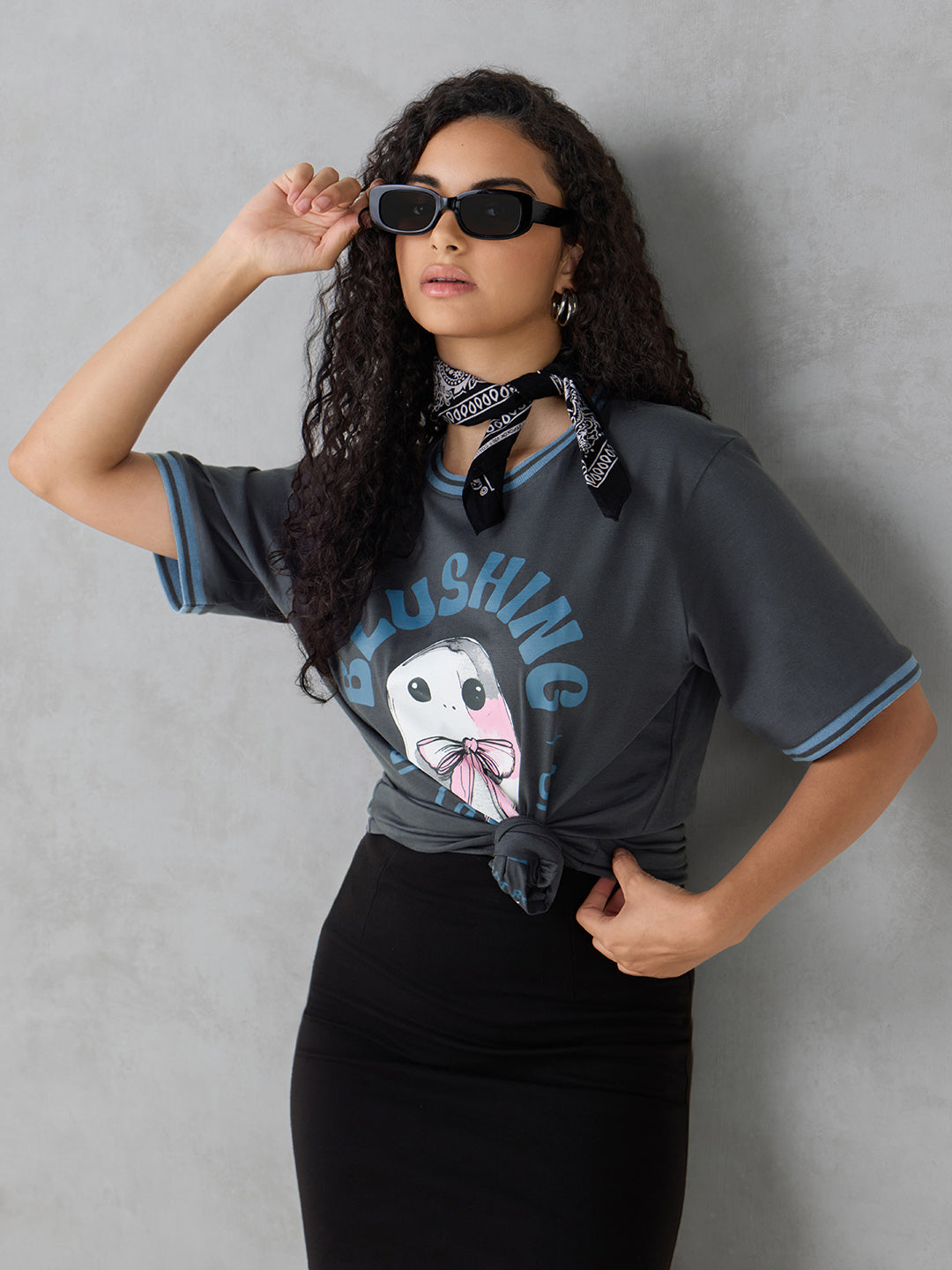 Womens Half Sleeve Printed Oversized Fit Tshirt