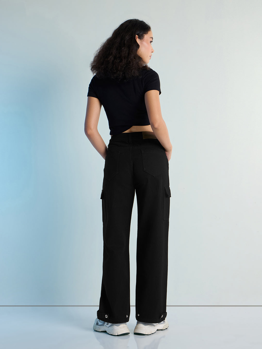 Womens Straight Fit Cargo Denim Jeans Pant