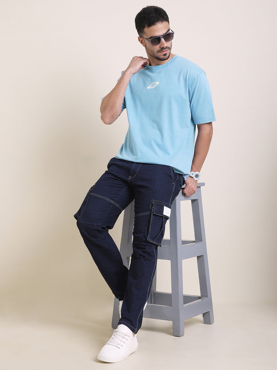 Mens Half Sleeve Round Neck Back Printed Oversized Fit Tshirts