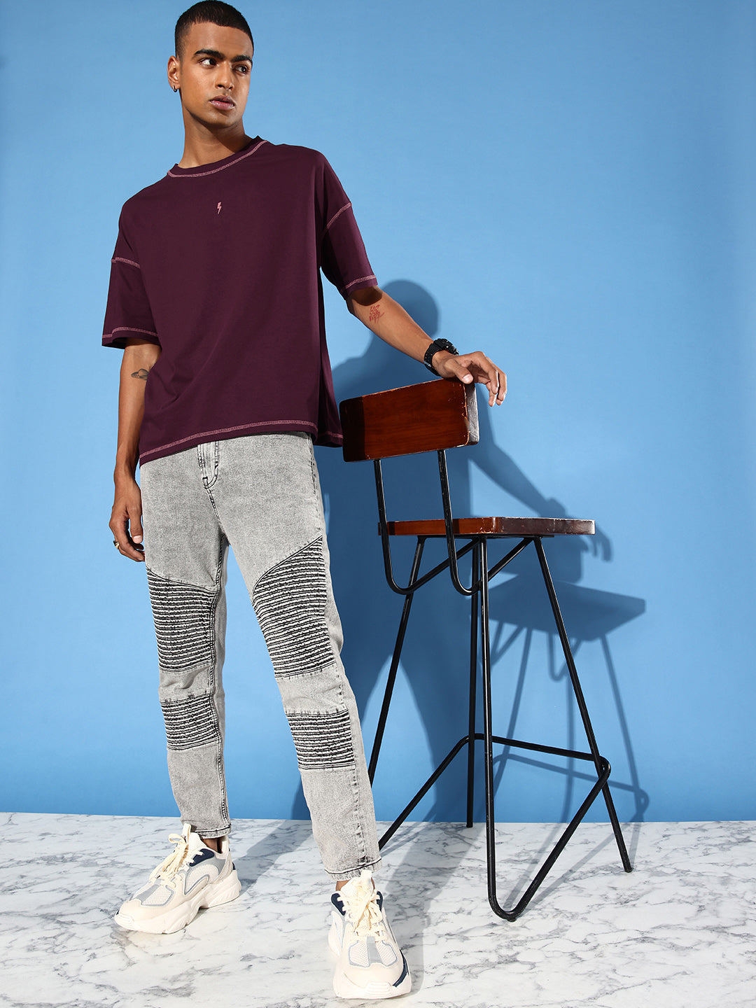 Mens Half Sleeve Drop Shoulder Plain Oversized Fit T-Shirts