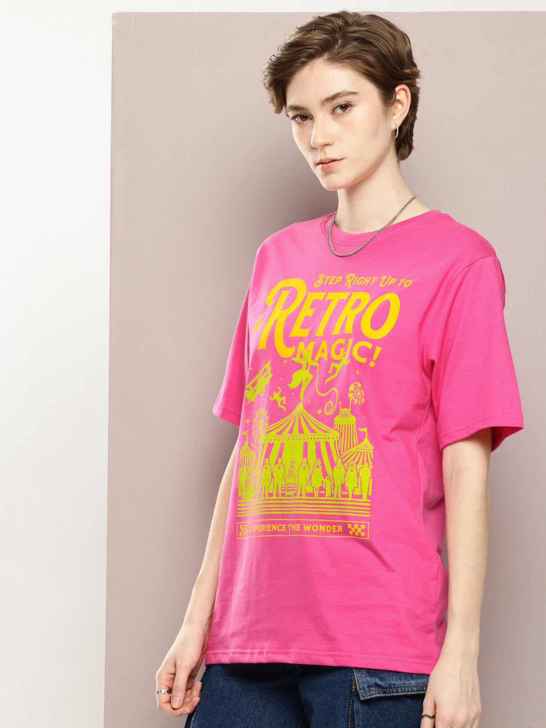 Womens Half Sleeve Round Neck Printed Oversized Fit Tshirts
