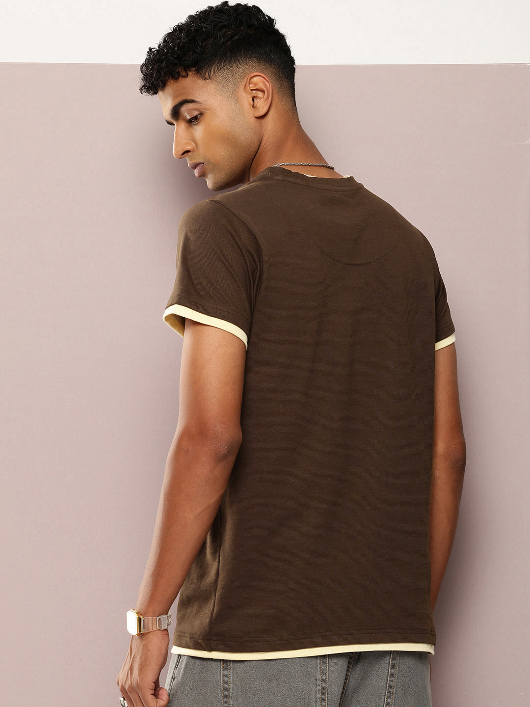 Mens Half Sleeve V-Neck Solid Regular Fit Tshirts
