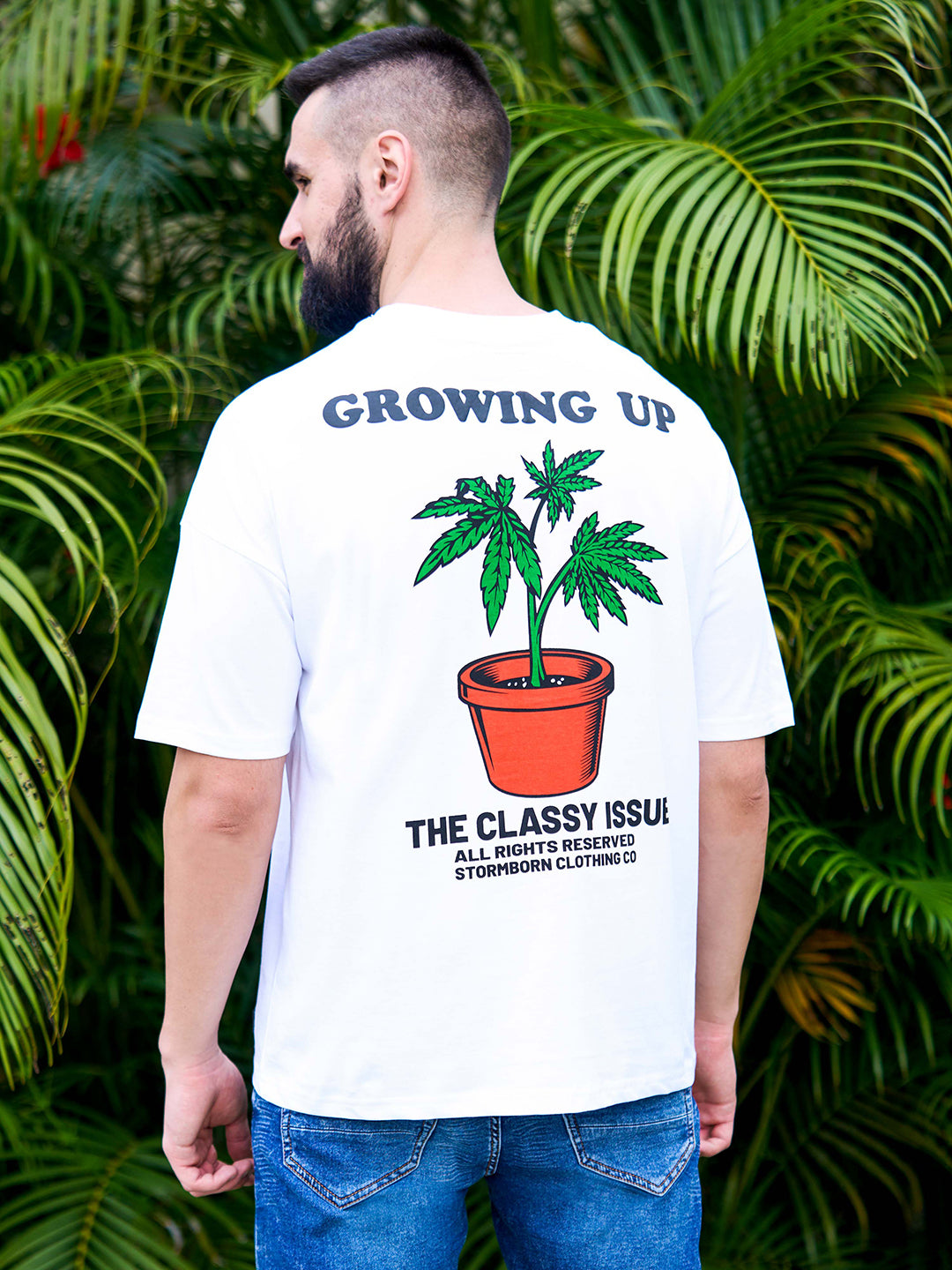 Mens Half Sleeve Drop Shoulder Printed Oversized Fit T-Shirts