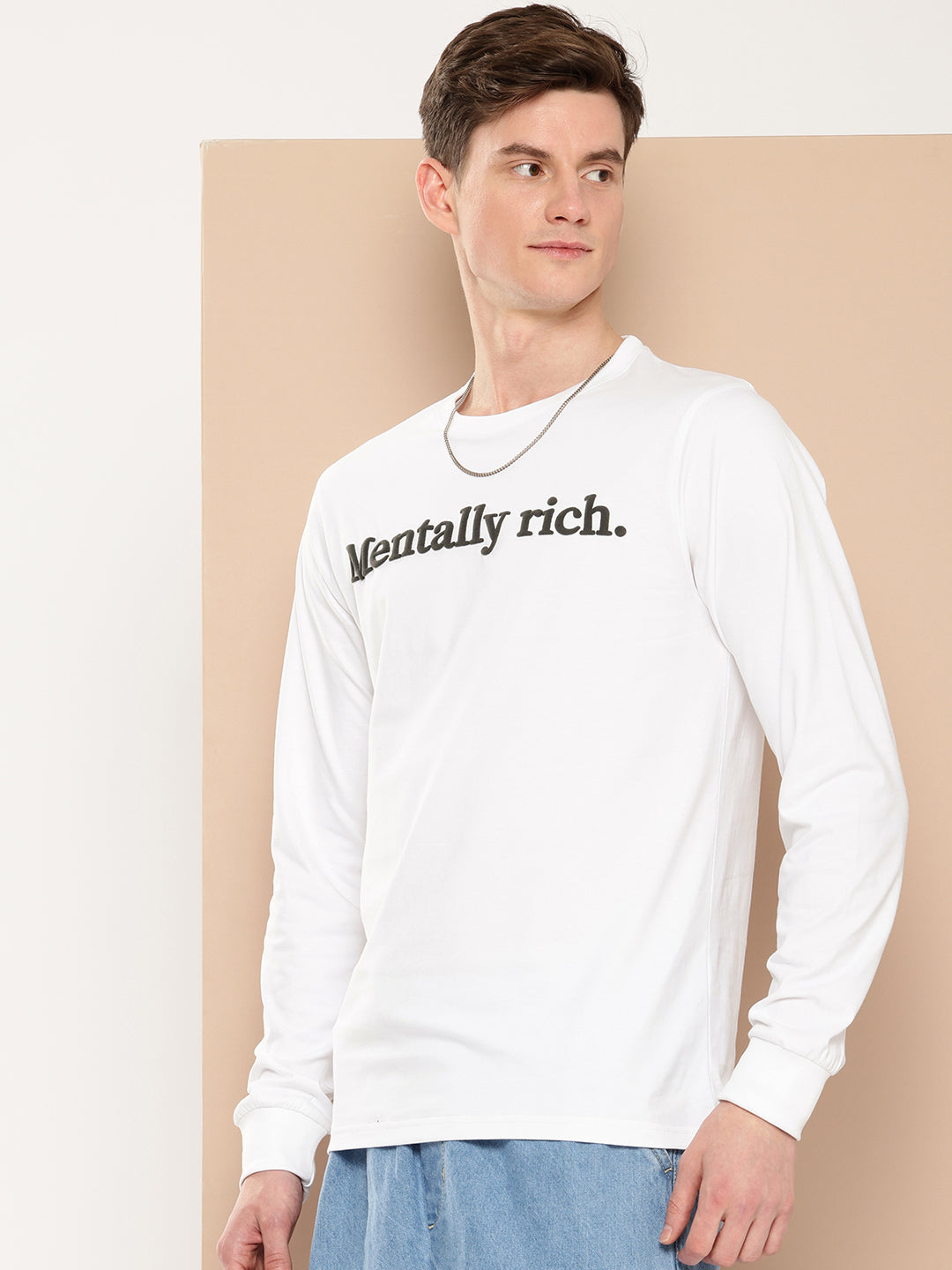 Mens Full Sleeve Round Neck Printed Regular Fit Tshirts