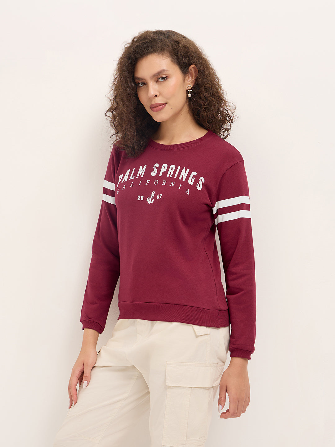 Womens Full Sleeve Round Neck Embroidered Relaxed Fit Tshirts