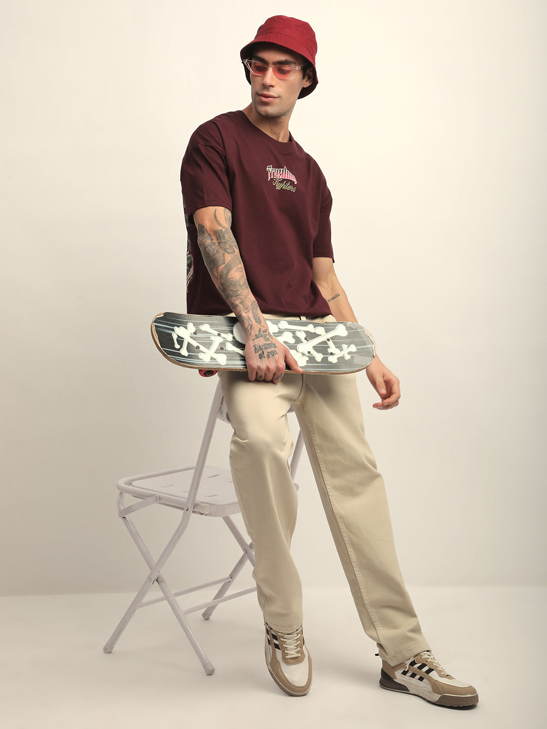 Mens Half Sleeve Drop Shoulder Printed Oversized Fit T-Shirts