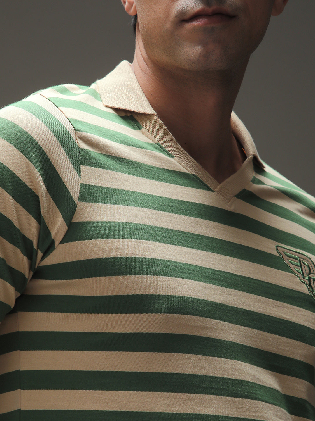 Mens Full Sleeve Polo Neck Striped Regular Fit Tshirts