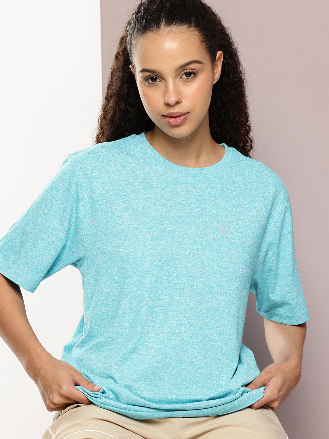 Womens Half Sleeve Round Neck Solid Oversized Fit Tshirts