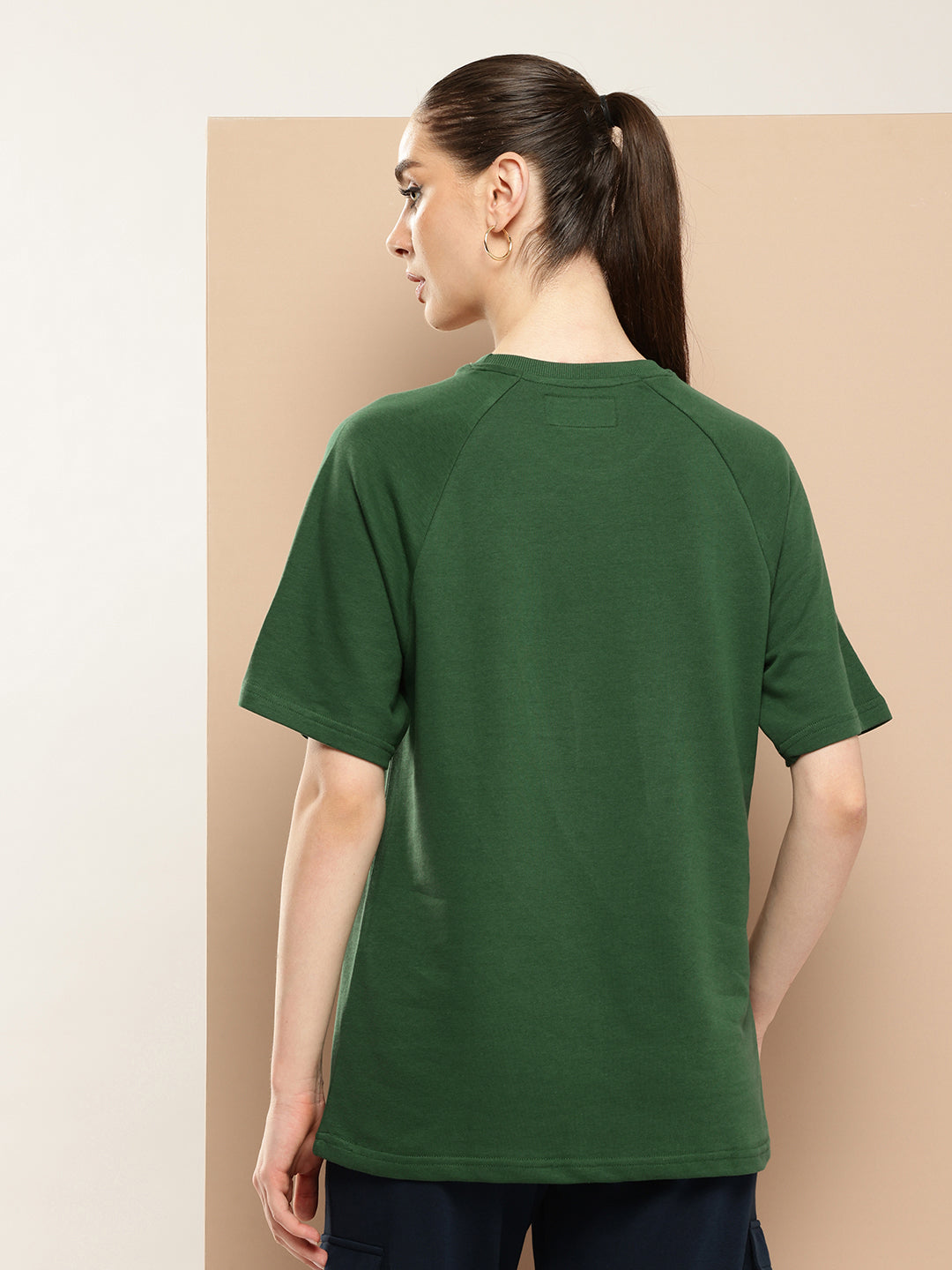 Womens Half Sleeve Round Neck Solid Oversized Fit Tshirts