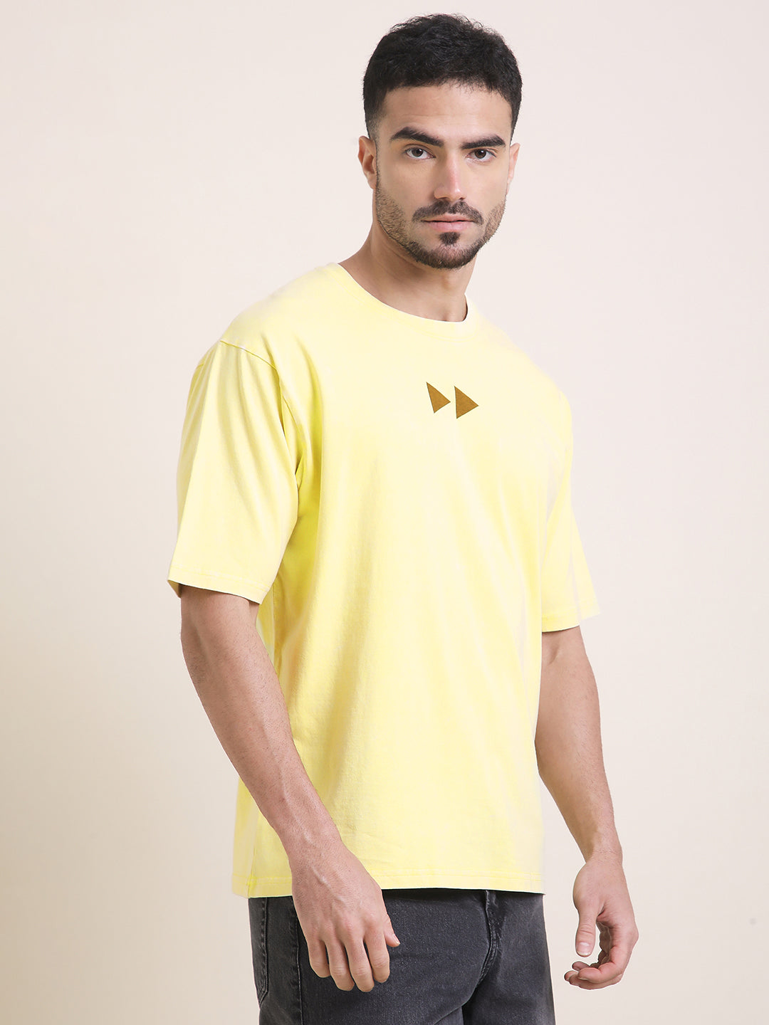 Mens Half Sleeve Round Neck Back Printed Oversized Fit Tshirts