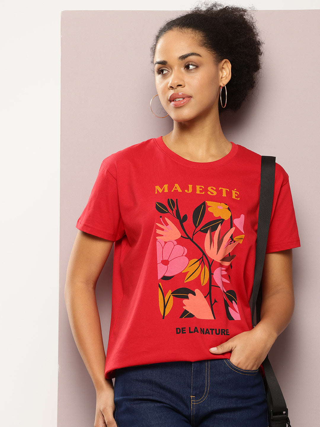 Womens Short Sleeve Round Neck Boxy Fit T-Shirt