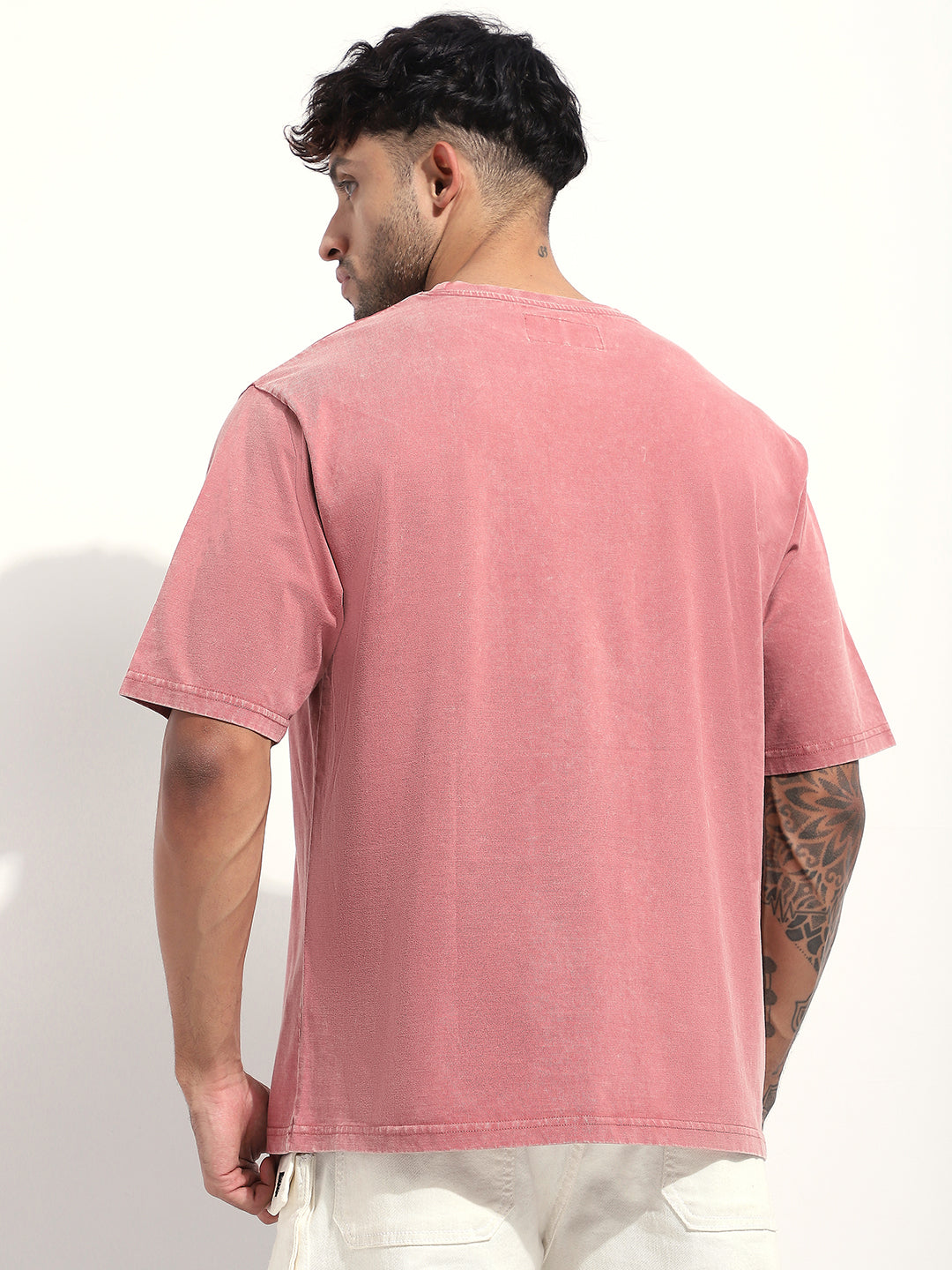 Mens Half Sleeve Round Neck Embroidered Oversized Fit Tshirts