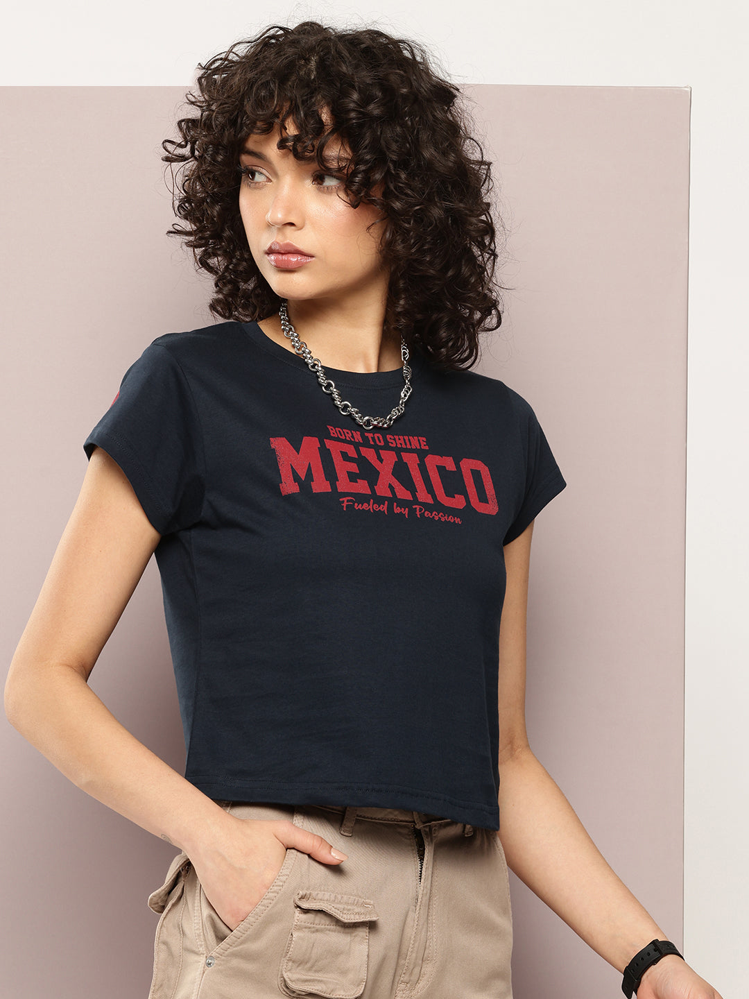 Womens Half Sleeve Round Neck Printed Regular Fit Tshirts