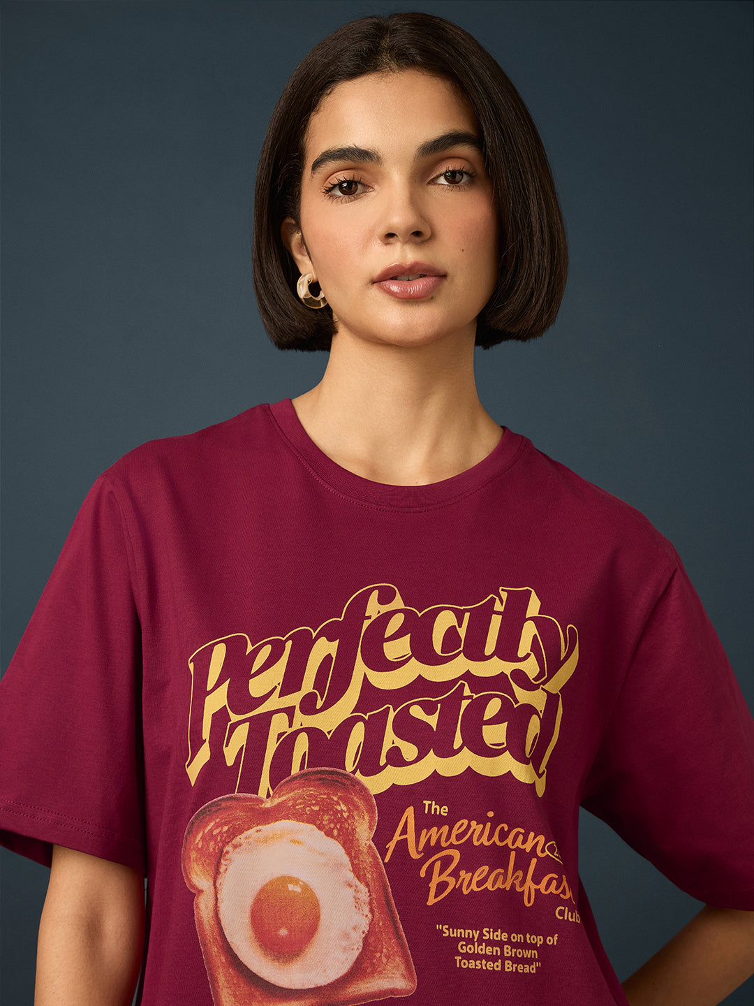 Womens Short Sleeve Printed Oversized Fit Tshirt 