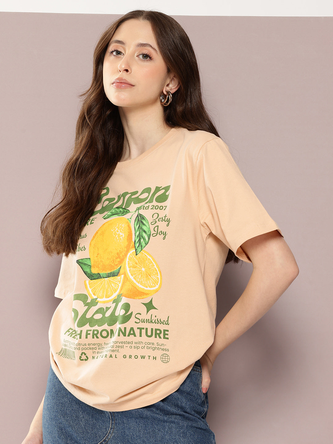 Womens Half Sleeve Round Neck Printed Oversized Fit Tshirts