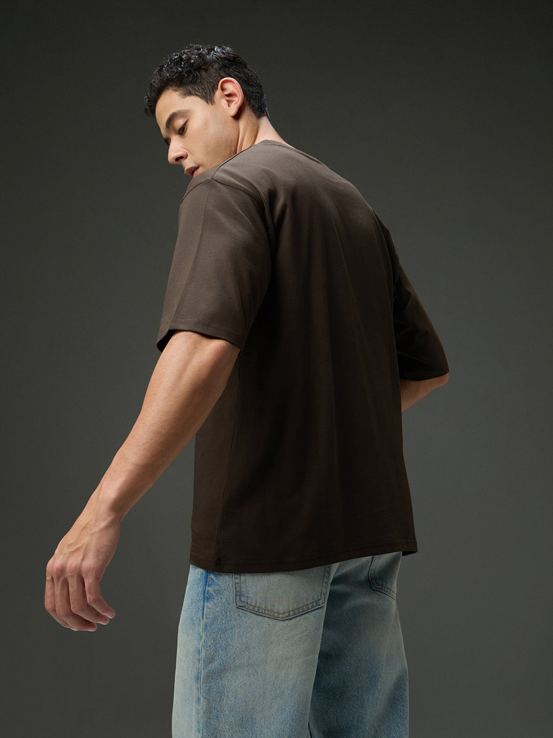 Mens Round Neck Half Sleeve Puff Printed Oversized Fit Tshirt