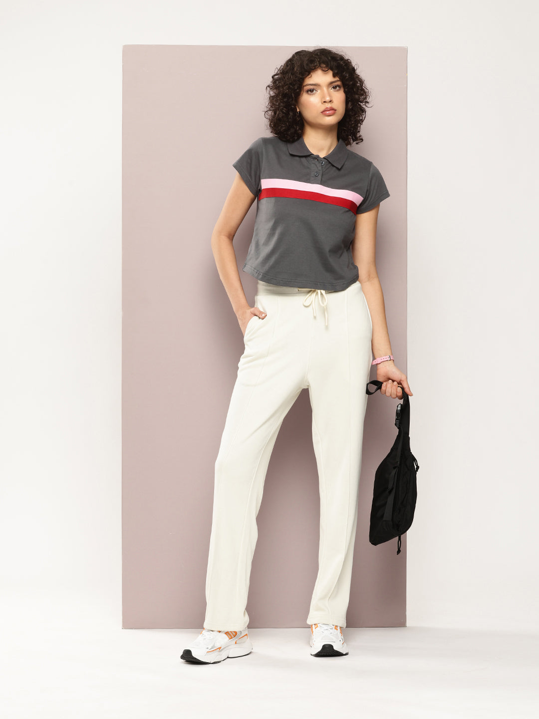 Womens Half Sleeve Polo Neck Solid Regular Fit Tshirts