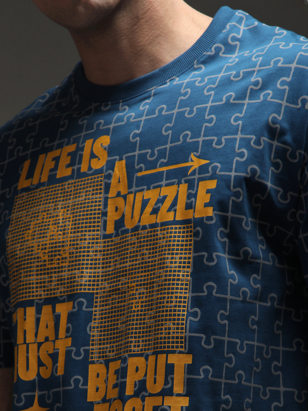 Mens Half Sleeve Drop Shoulder Printed Oversized Fit T-Shirts