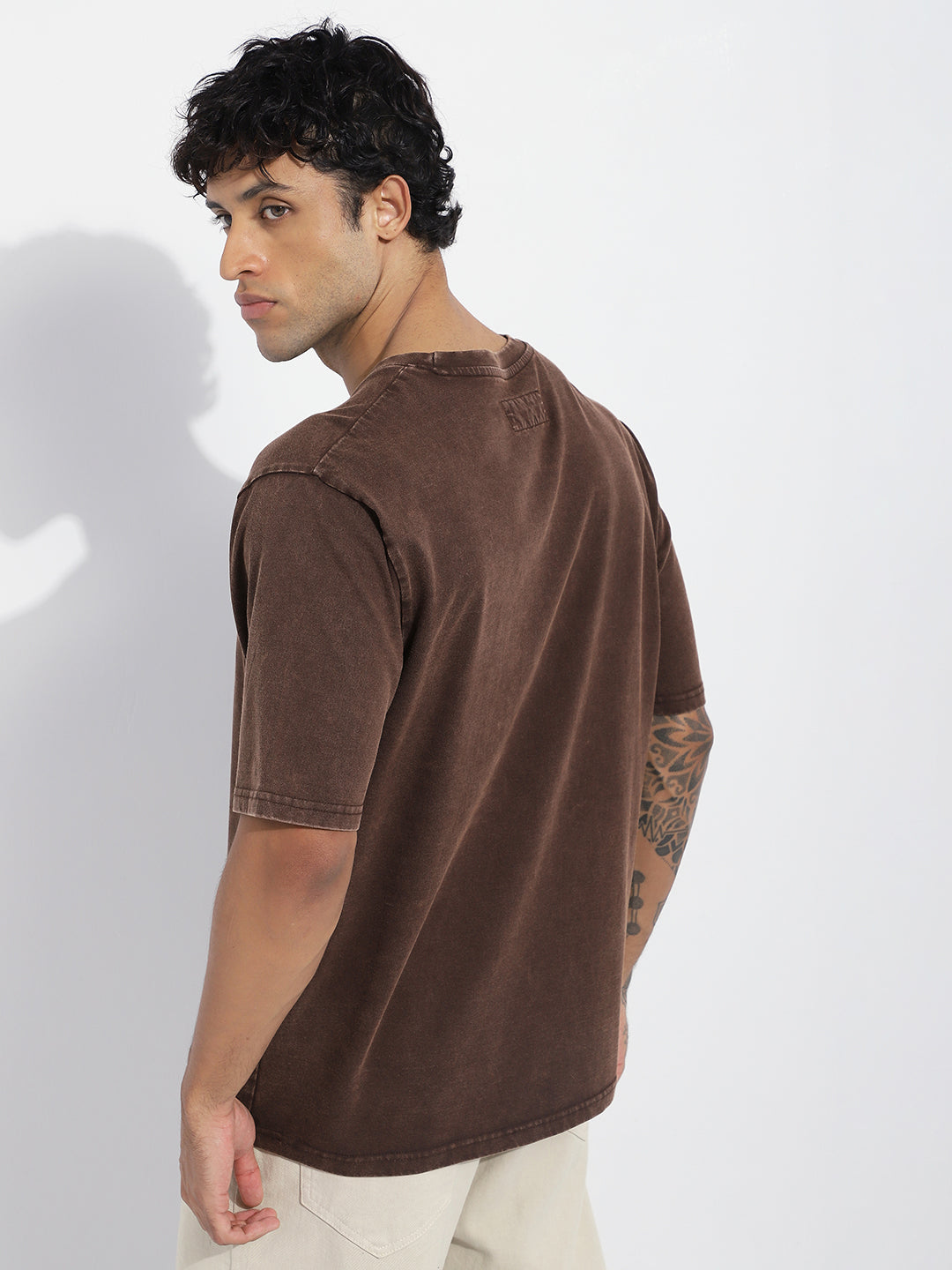 Mens Half Sleeve Round Neck Striped Oversized Fit Tshirts