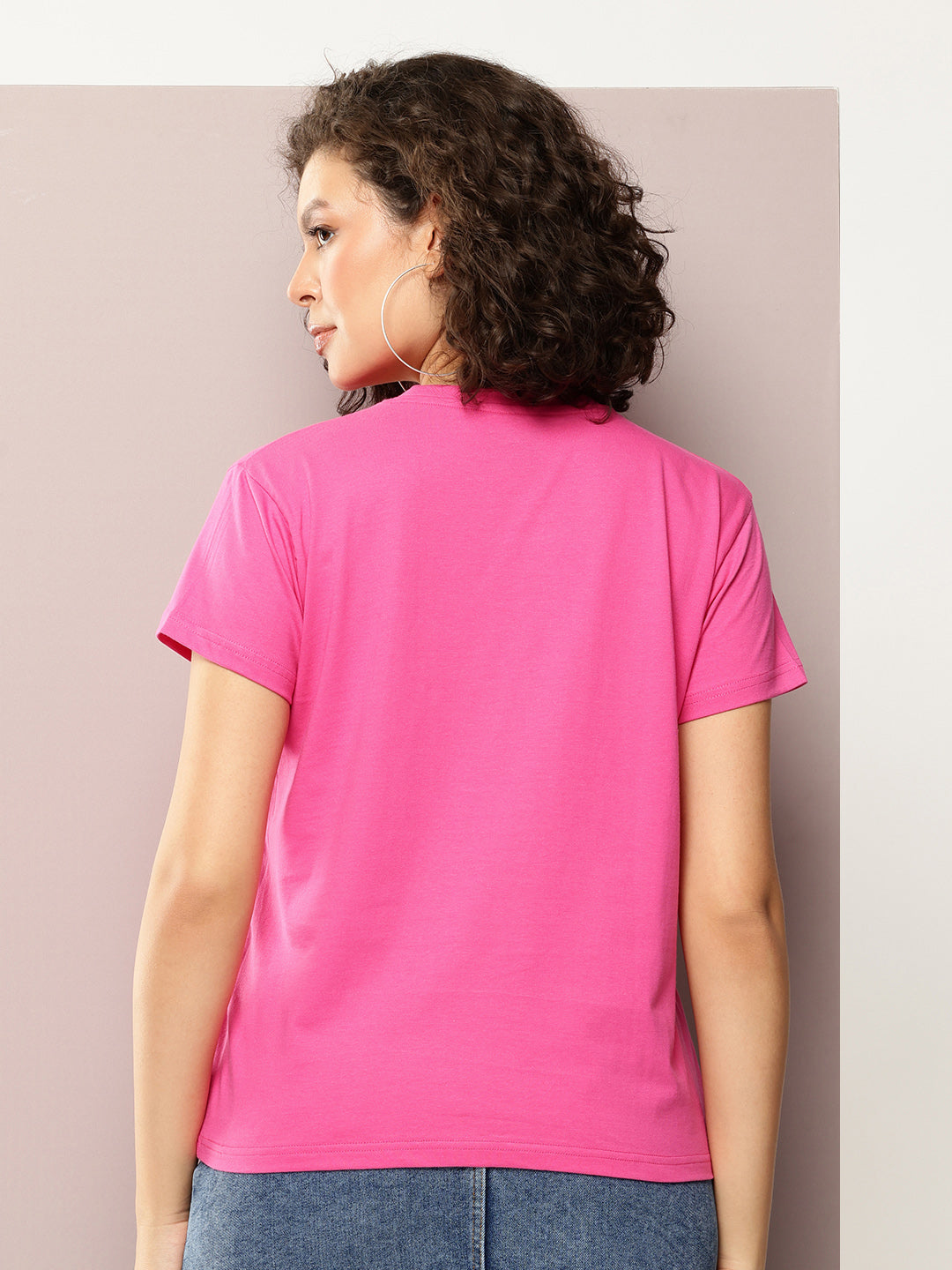 Womens Half Sleeve Round Neck Embroidery Boxy Fit Tshirts
